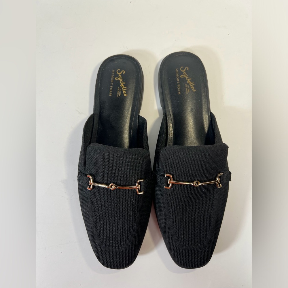 Seychelles Black Knit Memory Foam Horsebit Mule Loafers Women’s Size 9W
